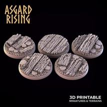 3D Printed Asgard Rising Wooden Ruins Round Base Set 25 28 32 35mm D&amp;D - £6.12 GBP