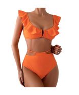 Women&#39;s Two Piece Swimsuit, Ruffled Top with High Waist Bottom Bikini Se... - $44.70 CAD