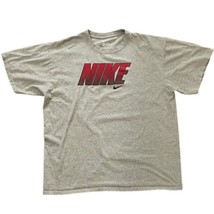 Nike Gray Loose Fit Red Logo T-Shirt Mens Size Extra Large - $14.00