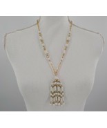 VINTAGE CHAIN NECKLACE WITH BEADED TASSEL ANTIQUE JEWELRY FINISH IS CHIP... - $15.99