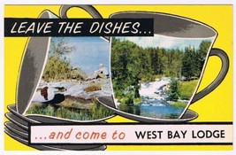 Postcard Leave The Dishes &amp; Come To West Bay Lodge Manitoulin Island Ontario - $9.89