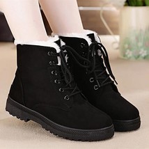 Snow boots warm plush Insole women winter boots square heels flock ankle boots w - £37.08 GBP