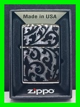 Unique Scrolled Mirrored Filigree Design Zippo Lighter ~ NIB ~ New In Box Sealed - £47.46 GBP