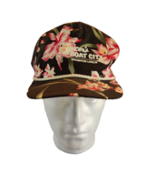 San Sun Black Floral Snapback Vintage Hat Hawaiian Rope Blank Red White - £11.50 GBP