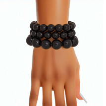 Bracelet Black Beaded 3 Pcs Set for Women 3 Piece - $31.49