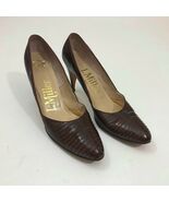 Vintage I Miller Brown Reptile Heels US 9AAAA Narrow - $236.18 MXN