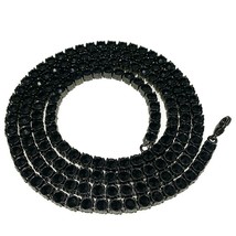 5MM 1-Row Simulated Diamond Tennis Necklace Black Gold Plated Silver 32&quot; Men&#39;s - £695.35 GBP