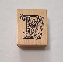 PSX Designs Botanical Letter E Initial Monogram F-1104 Wood Mounted Rubber Stamp - £7.13 GBP