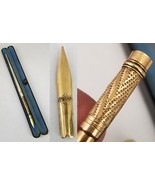 14k gold Antique Morton New York No. 1 Dip Pen Nib &amp; Retractable Mop Holder - $392.53 CAD