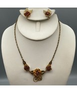 Signed Vintage Carl Art 14KT GF Rose Blossom Choker Length Bib Necklace ... - £80.96 GBP