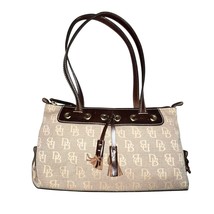 Vintage Dooney &amp; Bourke Tassel Zip-Top Monogram Canvas Leather Shoulder ... - $71.25