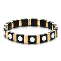 Luxury Brand Best Friend Bracelets For Women Enamel Tile Beads Custom Bracelet B - £16.25 GBP