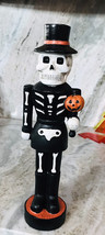 12” Nutcracker-Like Figure Halloween Pumpkin In Black  Suit &amp; Hat - Spooky Decor - £41.84 GBP