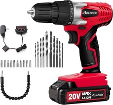 AVID POWER 20V MAX Lithium lon Cordless Drill Set, Power Drill Kit with, Red - $56.99