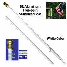 6ft Aluminum Spinning Tangle Free Stabilizer Flag Pole White Gold Ball (w/ Flag) - $34.88