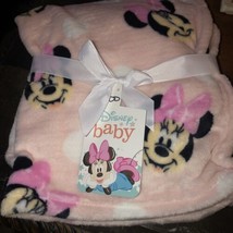 New Disney Baby Pink Minnie Mouse Plush Baby Blanket~Soft Fleece~30&quot; x 36&quot; - £11.82 GBP