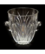 Cut Clear Glass Swirl Handled Ice Bucket Wine Cooler 7.5&quot; Vintage  - $24.72