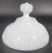 Vintage Milk Glass Jar Sugar Bowl Diamond Fan Replacement White 5&quot; LID ONLY - £10.21 GBP