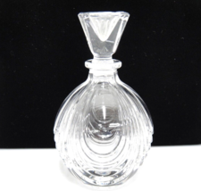 Clear Crystal Perfume Bottle w Square Stopper Ribbed Unused - $10.88