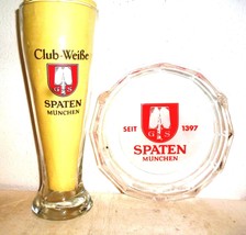 Spaten Club Weisse Munich Weizen German Beer Glass &amp; Ashtray - $19.95