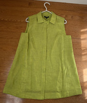 Lafayette 148 Sleeveless 100% linen blouse cactus lime green button down... - $67.32