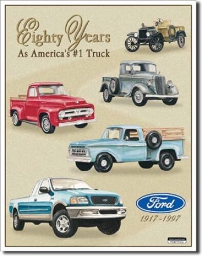 Primary image for Ford Trucks 80 Years Of Pickup Car Dealer Logo Retro Wall Decor Metal Sign-
s...