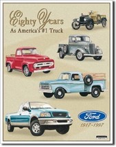 Ford Trucks 80 Years Of Pickup Car Dealer Logo Retro Wall Decor Metal Si... - $15.99