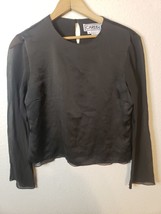 VTG 90s y2k Carlisle Blouse 100% Silk black Long Sleeve Blouse Size 4 - £12.28 GBP