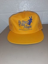 Vintage Trucker Hat &#39;Be Part of the Magic&#39; 1989 Yellow Mesh Back Snapback - £19.65 GBP