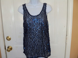 Heart Loves Hips Embellished Navy Blue tank Top w/ Sequins Size S Women&#39;s NEW - £14.28 GBP