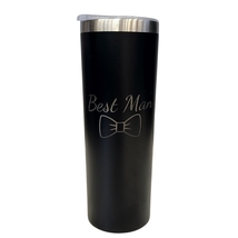 Best Man with Bowtie Wedding Party Black 20oz Skinny Tumbler LA5044 - £16.01 GBP