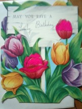 Mid Century May You Have A Lovely Birthday Tulip Unused Card 1960s - $3.99