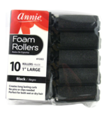 ANNIE 1&quot; LARGE FOAM HAIR ROLLERS - BLACK - 10 PCS. (1063) - $10.85 CAD