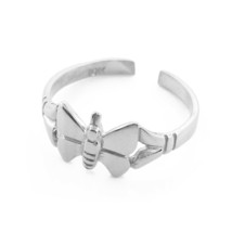 925 Sterling Silver Butterfly Toe Ring - Adjustable - Knuckle, Thumb - £23.89 GBP