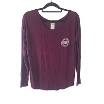 Pink Victoria&#39;s Secret Long Sleeve Top XS Womens Burgundy Pullover Crew ... - £13.20 GBP