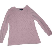 Karen Scott Pink Cable Knit Long Sleeve Pullover Sweater Poncho Size L - £20.69 GBP