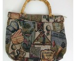 Women&#39;s Multi-Color Handbag Purse With Golfing Design &amp; Bamboo Handles - $29.09