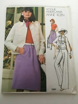 Vogue Americana Anne Klein Sewing Pattern 1061 Jacket Skirt Pants Bodysuit Vtg - £24.77 GBP