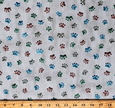 Cotton Paw Prints Whiskers &amp; Tails Digital Print Fabric Print by Yard D755.24 - £11.14 GBP