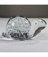 Vintage Art Clear Glass Turtle Paperweight w Controlled Bubbles Hand Blo... - $463.92 MXN