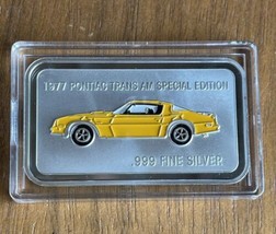 1977 Pontiac Trans AM Special Ed Yellow 1OZ .999 Silver Bar In Capsule - £118.03 GBP