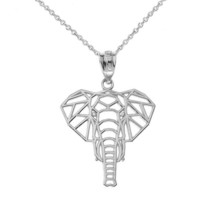 925 Sterling Silver Origami Elephant Pendant Necklace - £20.02 GBP+
