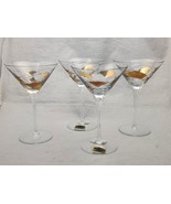 Gold Martini Set of 4 Black Lines Gold Mosiac Shape Designs Hand Made in... - $60.78