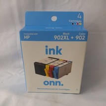  New Sealed Onn 902XL Black  902 Tri-Color Ink Cartridges 4 Pack  - $19.79