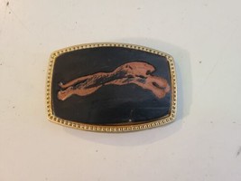 Alumaline Belt Buckle 4108 BB-317 Vintage Brass Leather Brown Cowboy Western - £11.34 GBP