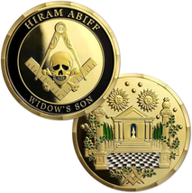 Masonic Challenge Coin Grand Master Hiram Abiff Widow Son Freemason Skull Commem - £11.90 GBP