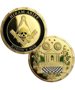 Masonic Challenge Coin Grand Master Hiram Abiff Widow Son Freemason Skul... - £11.83 GBP