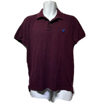 Vintage American Eagle Mens Burgundy Embroidered Short Sleeve Polo Shirt... - £11.82 GBP