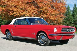 1964 Ford Mustang red white | 24x36 inch POSTER | vintage classic car - £16.24 GBP