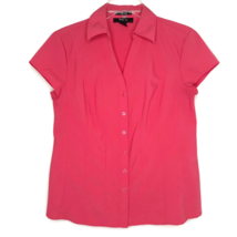 Style &amp;  Co. Womens Blouse Size 8 Short Sleeve Button Front V-Neck Red - £10.39 GBP